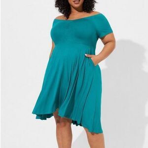 Torrid Mini Supersoft Off Shoulder Fanfare‎ Skater Dress Size 6X NWT